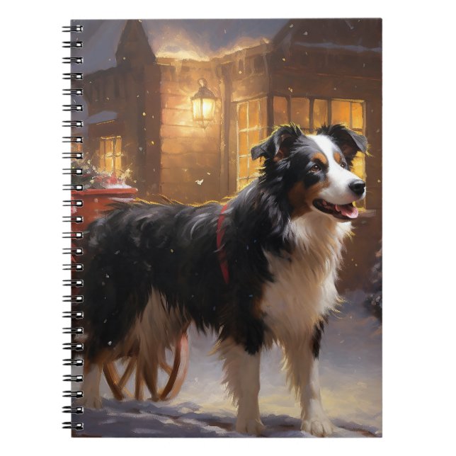 Border Collie Christmas Festive Season Notebook (Front)