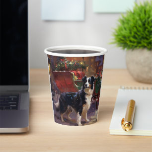 Border Collie Christmas Festive Season Paper Cups