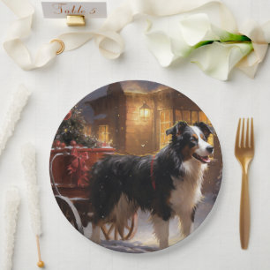 Border Collie Christmas Festive Season Paper Plate