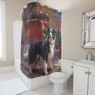 Border Collie Christmas Festive Season  Shower Curtain