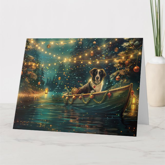 Border Collie Christmas Festive Voyage Card (Front)