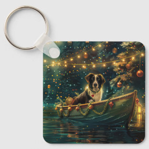 Border Collie Christmas Festive Voyage Key Ring