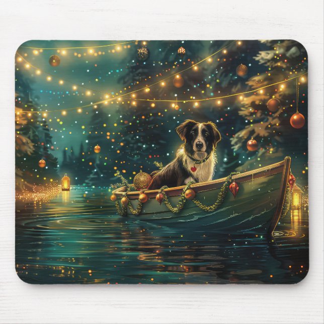 Border Collie Christmas Festive Voyage Mouse Mat (Front)