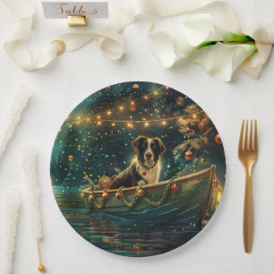 Border Collie Christmas Festive Voyage Paper Plate