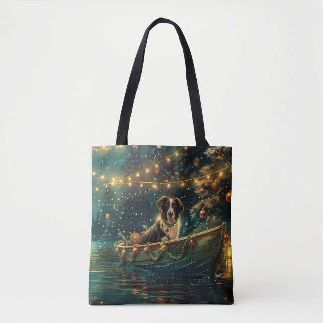Border Collie Christmas Festive Voyage Tote Bag (Front)