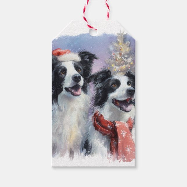 Border Collie Christmas Gift Tag (Front)