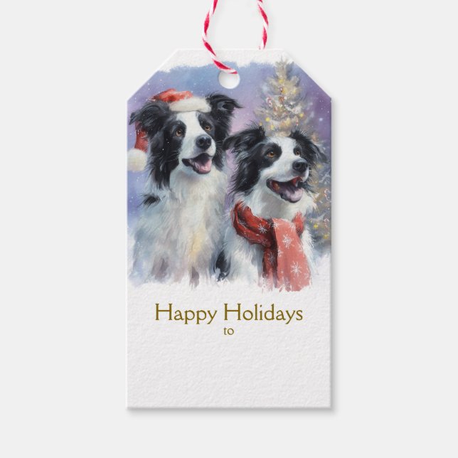 Border Collie Christmas Gift Tag (Front)