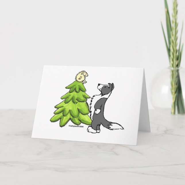 Border Collie Christmas Holiday Card (Front)