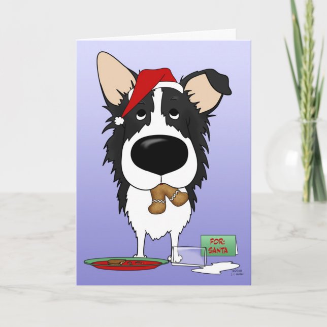 Border Collie Christmas Holiday Card (Front)