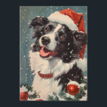 Border Collie Christmas Holiday Card<br><div class="desc">A heartwarming scene unfolds on the front of this festive Christmas card, featuring a charming Border Collie adorned with a jolly Santa hat. The furry friend gazes up with bright, soulful eyes, radiating the joy and anticipation of the holiday season. The Santa hat perched atop those intelligent ears adds an...</div>