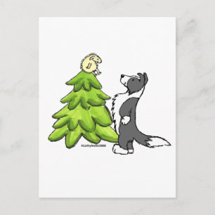 Border Collie Christmas Holiday Postcard