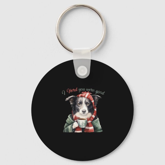 Border collie Christmas Jumper Essential T-Shirt Key Ring (Front)