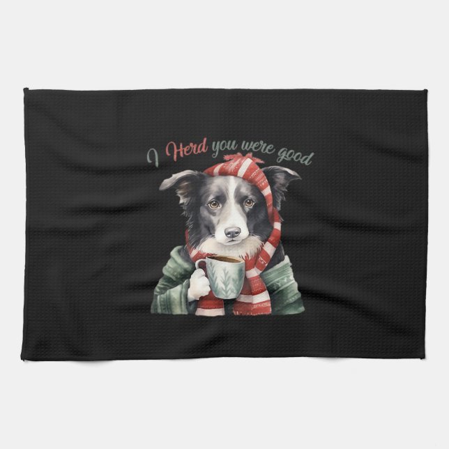 Border collie Christmas Jumper Essential T-Shirt Tea Towel (Horizontal)