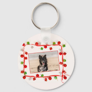 Border Collie Christmas Key Ring