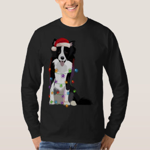 Border Collie Christmas Lights Xmas Dog Lover T-Shirt