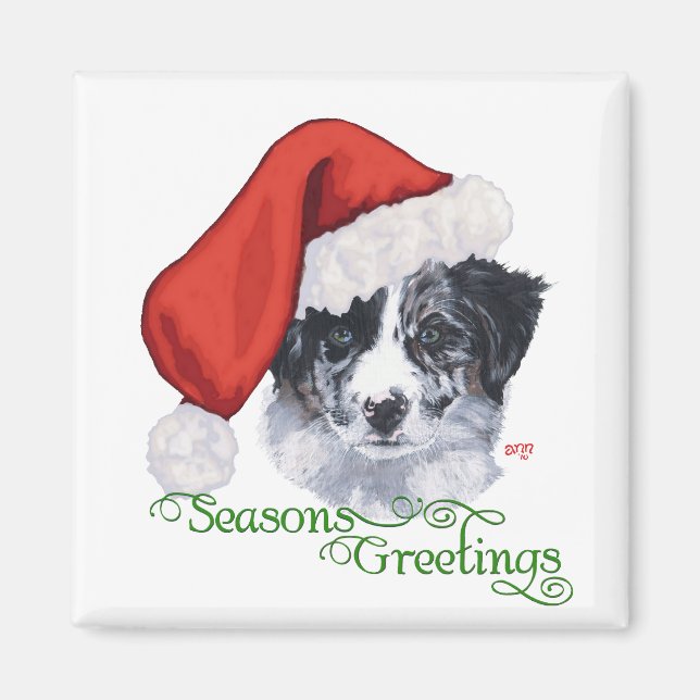 Border Collie Christmas Magnet (Front)