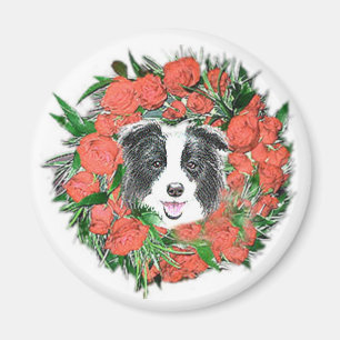 Border Collie Christmas Magnet