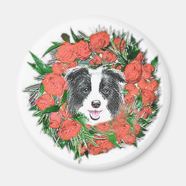 Border Collie Christmas Magnet (Front)