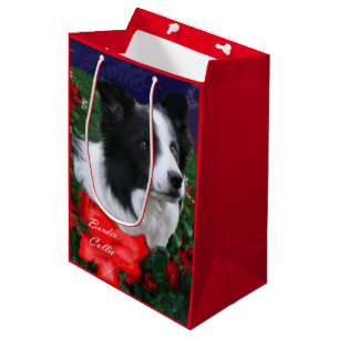 Border Collie Christmas Medium Gift Bag