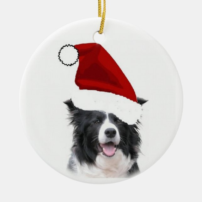 Border Collie Christmas Ornament (Front)