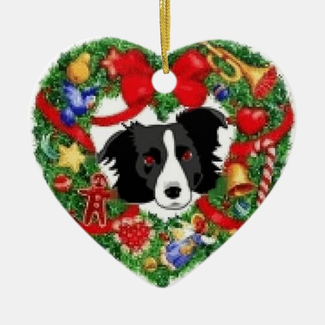 Border Collie Christmas Ornament (Front)
