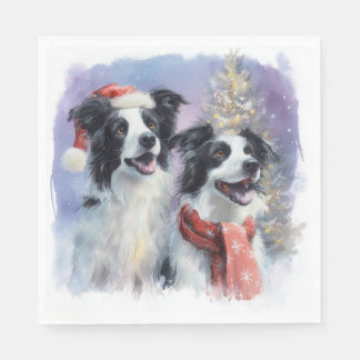 Border Collie Christmas Paper Napkin