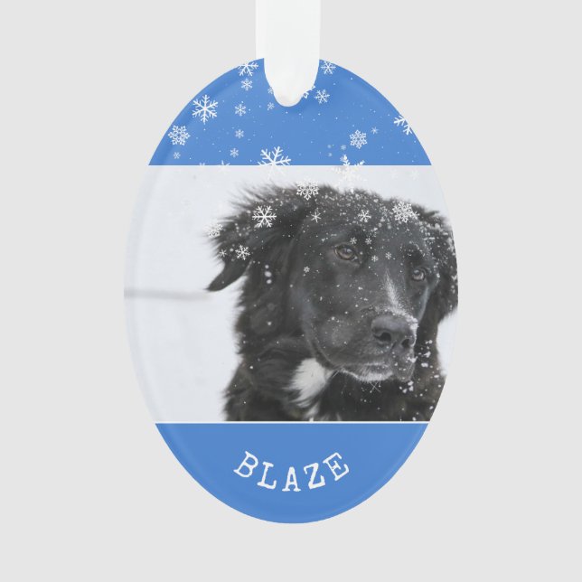 Border Collie Christmas Personalised Pet Photo Ornament (Front)