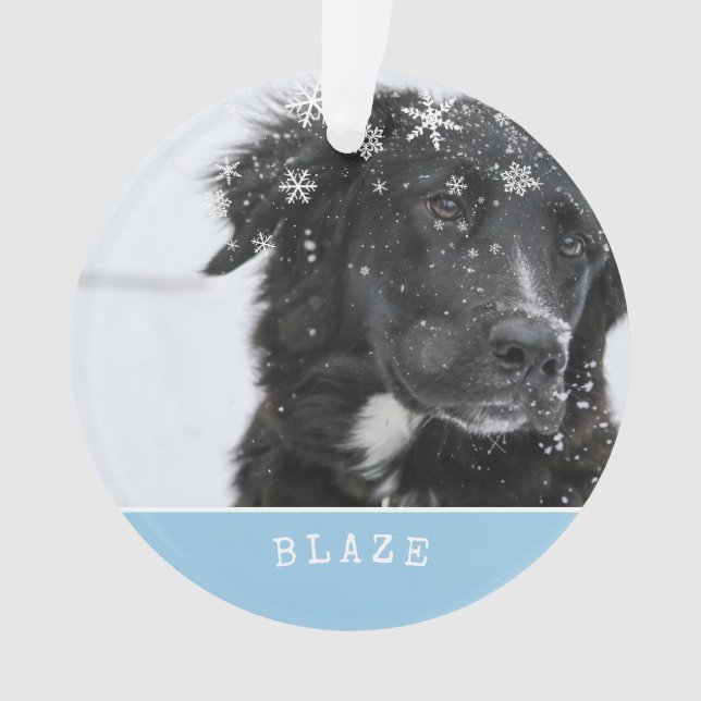 Border Collie Christmas Personalised Pet Photo Ornament (Front)