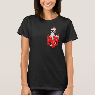 Border Collie Christmas Pocket For Border Collie T-Shirt