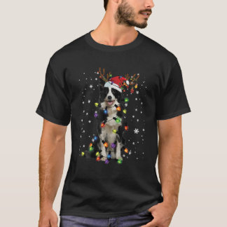 Border Collie Christmas Reindeer Santa Hat Pajama T-Shirt
