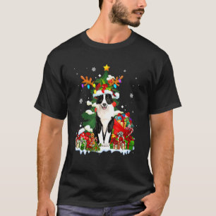 Border Collie Christmas Reindeer Santa Light Dog P T-Shirt