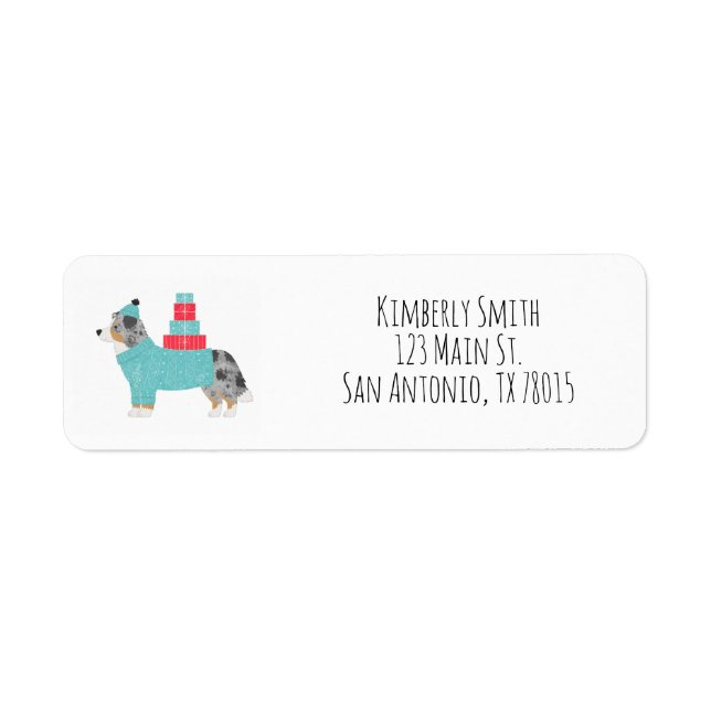 Border Collie Christmas Return Address  (Front)