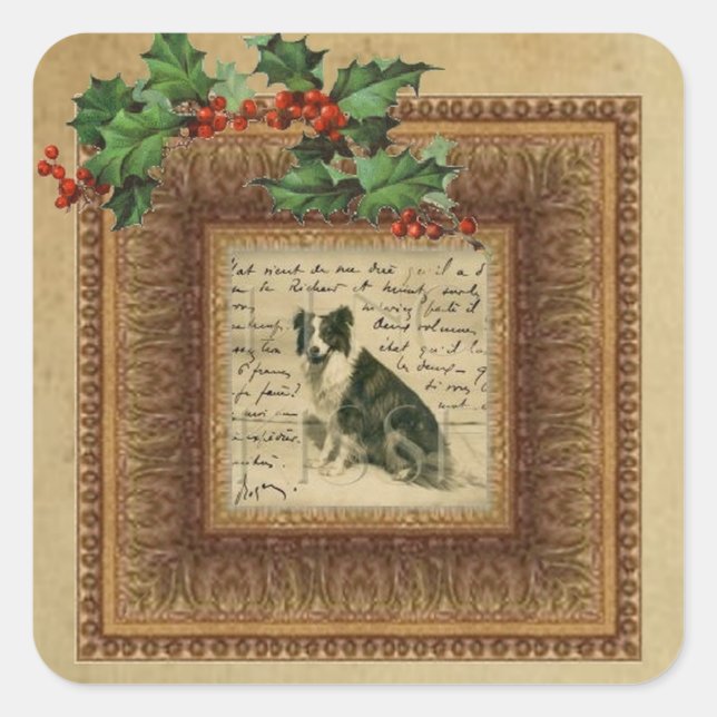 Border Collie Christmas Sticker (Front)