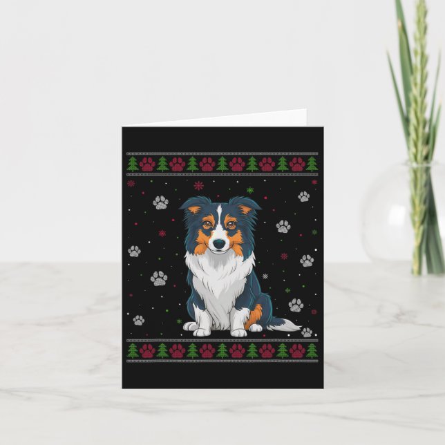 Border Collie Christmas Sweater Xmas Pet Animal Do Card (Front)