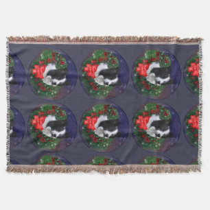 Border Collie Christmas Throw Blanket