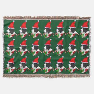 Border Collie Christmas Throw Blanket