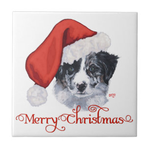 Border Collie Christmas Tile