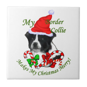 Border Collie Christmas Tile