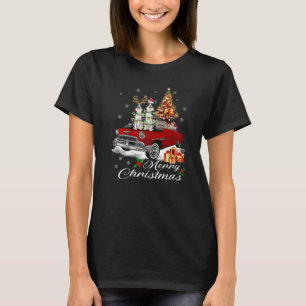 Border Collie Christmas Tree Lights Vintage Red Tr T-Shirt
