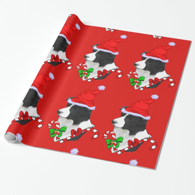 Border Collie Christmas Wrapping Paper (Unrolled)