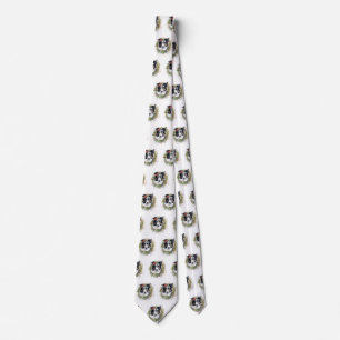 Border Collie Christmas Wreath Festive Pup  Tie