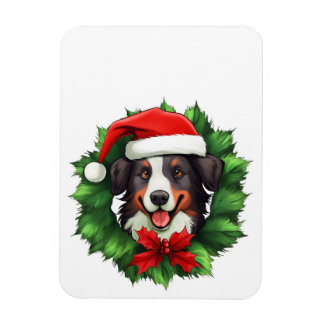 Border Collie Christmas Wreath Magnet