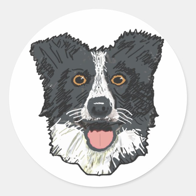 Border Collie Classic Round Sticker (Front)