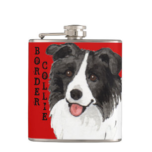 Border Collie Colour Block Hip Flask