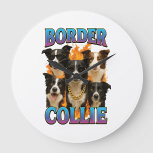 Border Collie Copy Large Clock
