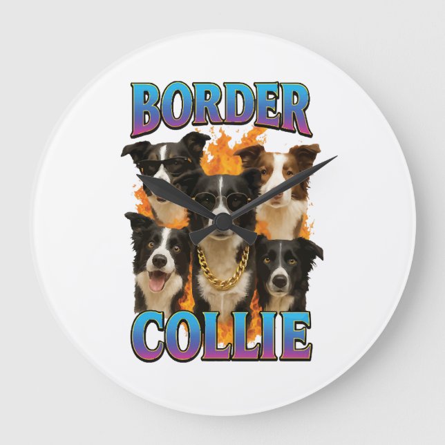 Border Collie Copy Large Clock (Front)
