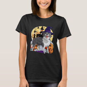 Border Collie Cute Dog Halloween Witch Pumpkin T-Shirt