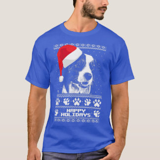 Border Collie Cute Happy Holidays Christmas  T-Shirt
