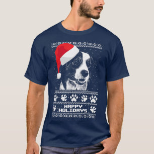 Border Collie Cute Happy Holidays Christmas T-Shirt