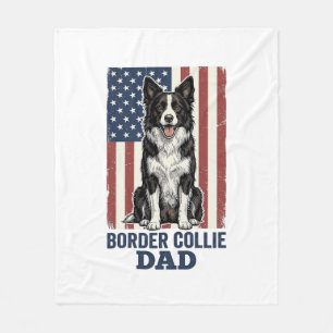 Border Collie Dad Patriotic Vintage Dog Shirt Desi Fleece Blanket